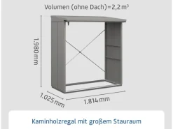 Hörmann Kaminholzregale|Kaminholzregal Elegant-V Typ 2 aus Metall RAL9007 aluminium