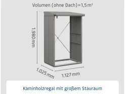 Kaminholzregal Elegant-V Typ 1 aus Metall RAL9007 aluminium*Hörmann New