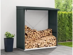 Hörmann Kaminholzregale|Kaminholzregal Elegant-V Typ 2 aus Metall RAL7016