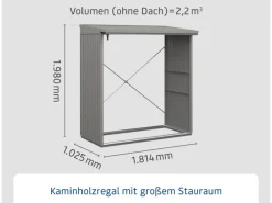 Hörmann Kaminholzregale|Kaminholzregal Trend-V Typ 2 aus Metall RAL9007 aluminium