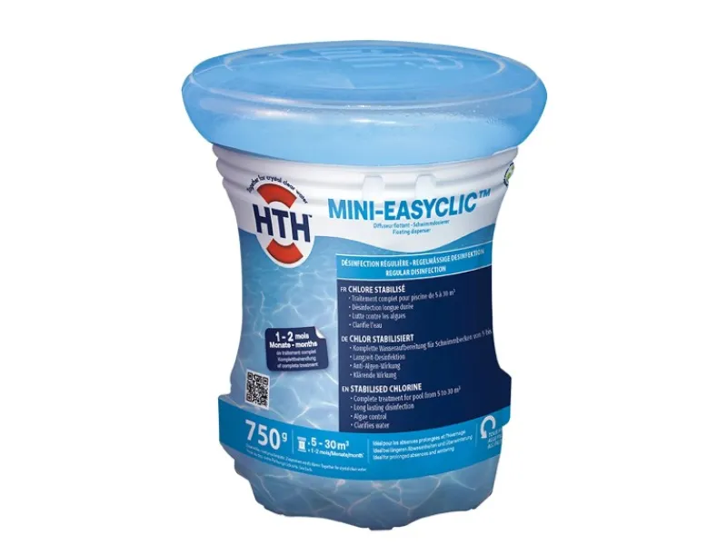 Poolpflege|HTH Mini-Easyclic 750 g Chlor Dosierer Komplettpflege Langsam Löslich 1-2 Monate