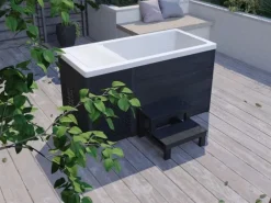 Eisbadewanne NARSARA Anthrazit Marmorweiß Temperatur Zwischen 3°C und 37°C*Jet-Line Clearance