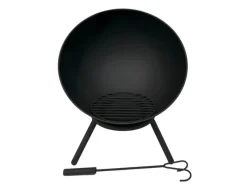 Jet-Line Gartenkamine|Feuerkörbe|Feuerschale Navaro in Schwarz Inklusive Schürhaken und Brennholzrost