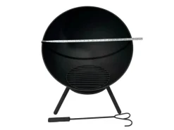 Jet-Line Gartenkamine|Feuerkörbe|Feuerschale Navaro in Schwarz Inklusive Schürhaken und Brennholzrost