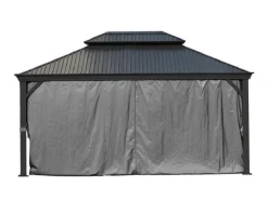 Gartenpavillon Bagdad aus Alu mit Festem Metalldach 3,65 x 3,65 Meter in Anthrazit*Jet-Line Online