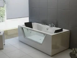 Jet-Line Outdoor Whirlpools|Whirlwanne Lugano in Weiß mit Sichtfenster, Heizung und Unterwasserbeleuchtung