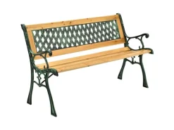 Juskys Gartenbänke|2 Sitzer Gartenbank Pisa aus Lackiertem Holz und Gusseisen