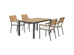 Juskys Gartenmöbel-Sets|Akazienholz Gartengarnitur Rhodos 5 teilig mit Tisch und 4 Stühlen