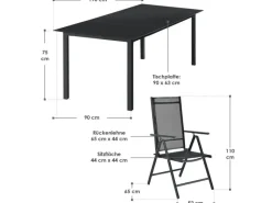 Juskys Balkonmöbel|Aluminium Gartengarnitur Milano 9 Teilig mit Tisch und 8 Stühlen
