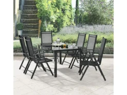Aluminium Gartengarnitur Milano 7 Teilig mit Tisch und 6 Stühlen*Juskys Hot