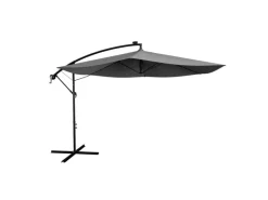 Juskys Sonnenschirme|Ampelschirm Brazil Ø 3,5m mit LED, Kurbel und Standfuß in