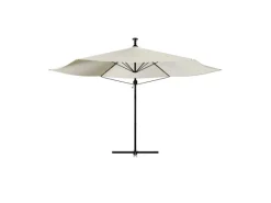 Juskys Sonnenschirme|Ampelschirm Brazil Ø 3,5m mit LED, Kurbel und Standfuß in Dunkelgrau und Creme