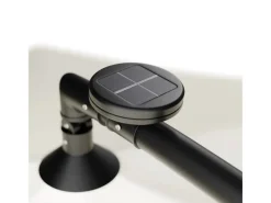 Juskys Sonnenschirme|Ampelschirm Brazil Ø 3,5m mit LED, Kurbel und Standfuß in Dunkelgrau und Creme