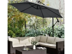 Juskys Sonnenschirme|Ampelschirm Brazil Ø 3,0m mit Kurbel und Standfuß in