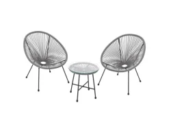 Balkonmöbel Set Ostana 3 Teilig mit Tisch und 2 Sesseln*Juskys Hot