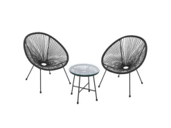 Balkonmöbel Set Ostana 3 Teilig mit Tisch und 2 Sesseln*Juskys New