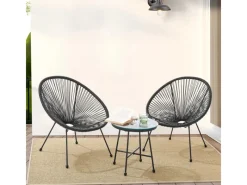 Balkonmöbel Set Ostana 3 Teilig mit Tisch und 2 Sesseln*Juskys New