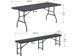 Bierzeltgarnitur Amberg aus Kunststoff 3 teilig in Rattan Optik Schwarz*Juskys Best