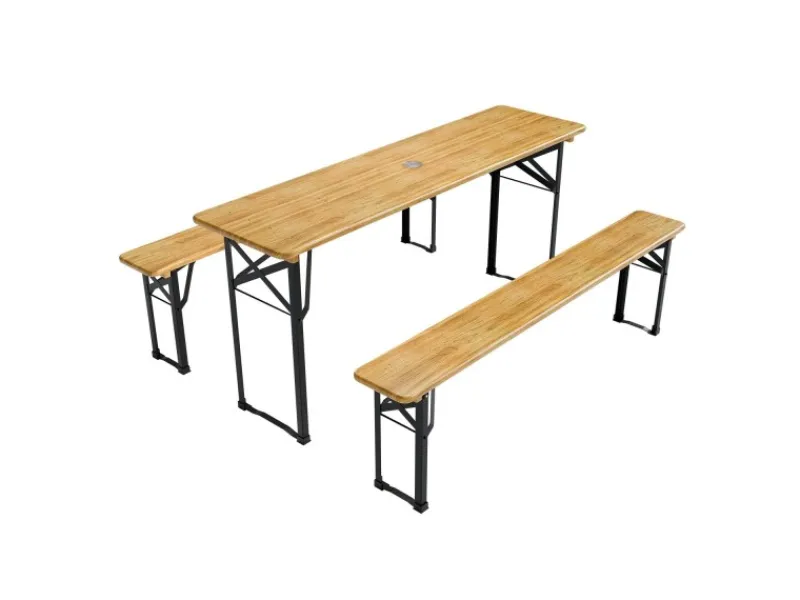 Bierzeltgarnitur Bichl 3 teilig mit lackiertem Tannenholz 170 cm*Juskys