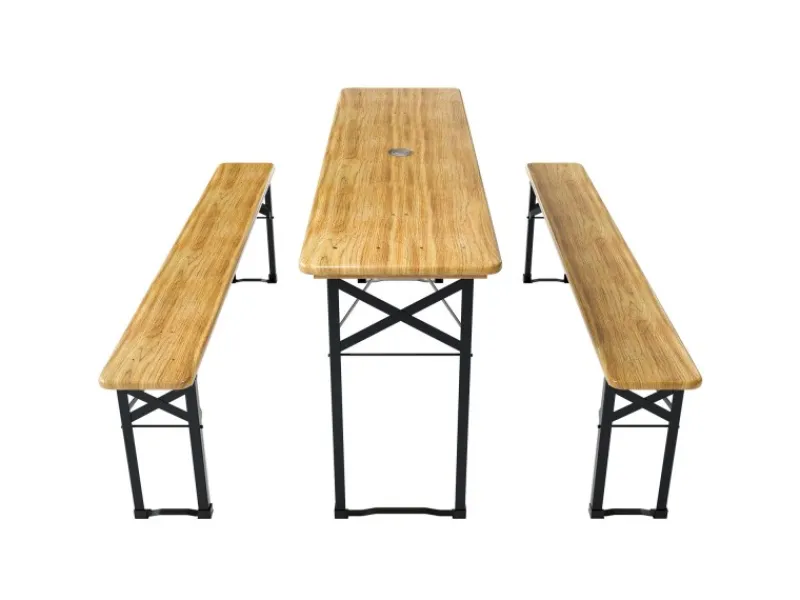 Bierzeltgarnitur Bichl 3 teilig mit lackiertem Tannenholz 170 cm*Juskys