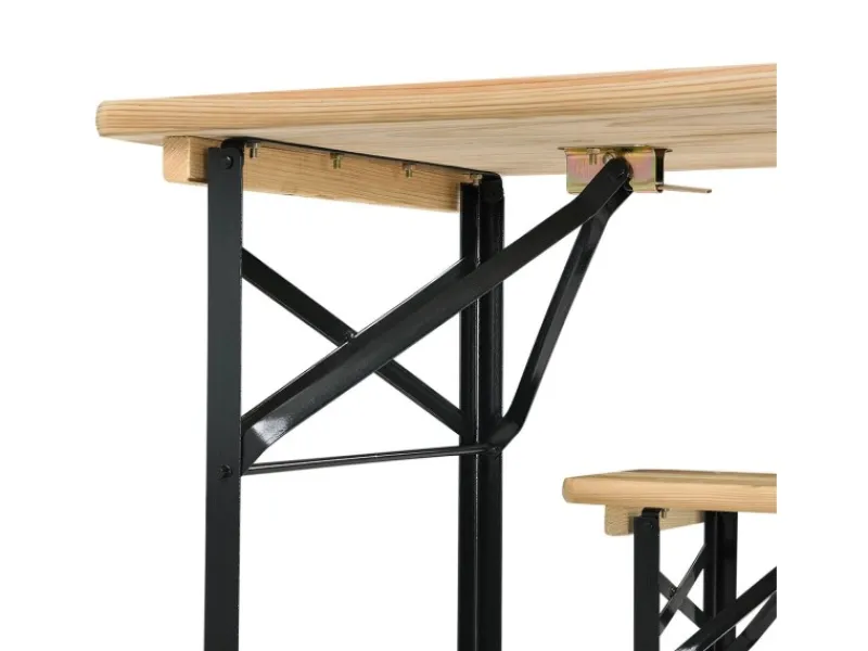 Bierzeltgarnitur Bichl 3 teilig mit lackiertem Tannenholz 170 cm*Juskys