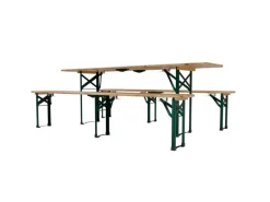 Juskys Bierzeltgarnituren|Bierzeltgarnitur Passau 3 teilig klappbar mit lackiertem Tannenholz 220 cm