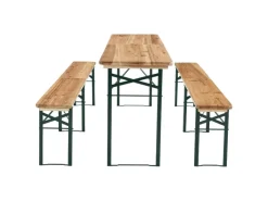 Juskys Bierzeltgarnituren|Bierzeltgarnitur Passau 3 teilig klappbar mit lackiertem Tannenholz 220 cm