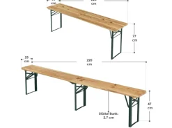 Juskys Bierzeltgarnituren|Bierzeltgarnitur Passau 3 teilig klappbar mit lackiertem Tannenholz 220 cm