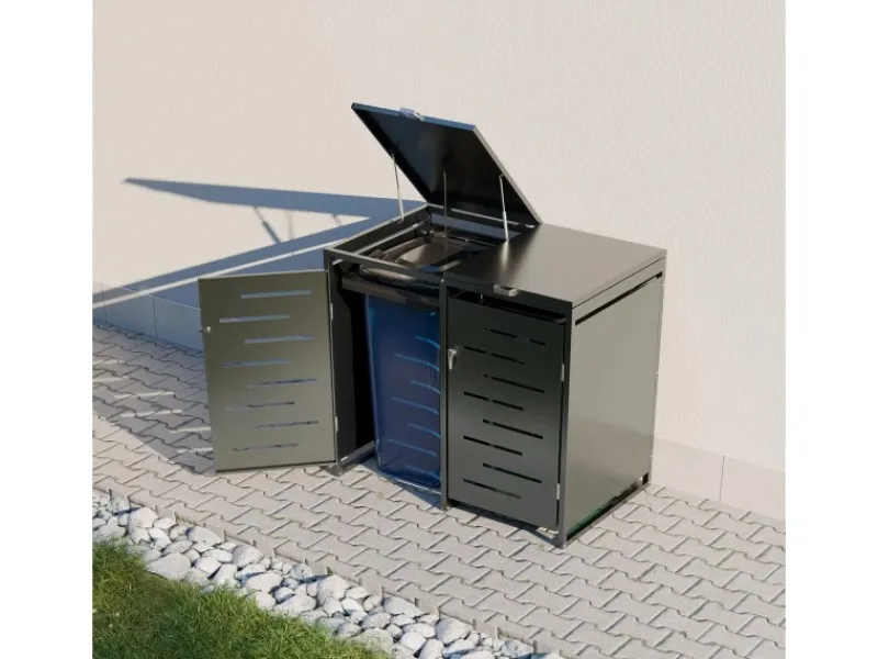 2er Metall Mülltonnenbox Arel*Juskys Online