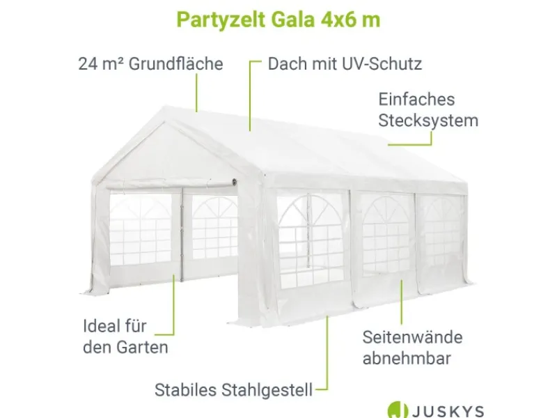 Festzelt Partyzelt Gala 4x6 m Weiß*Juskys Online