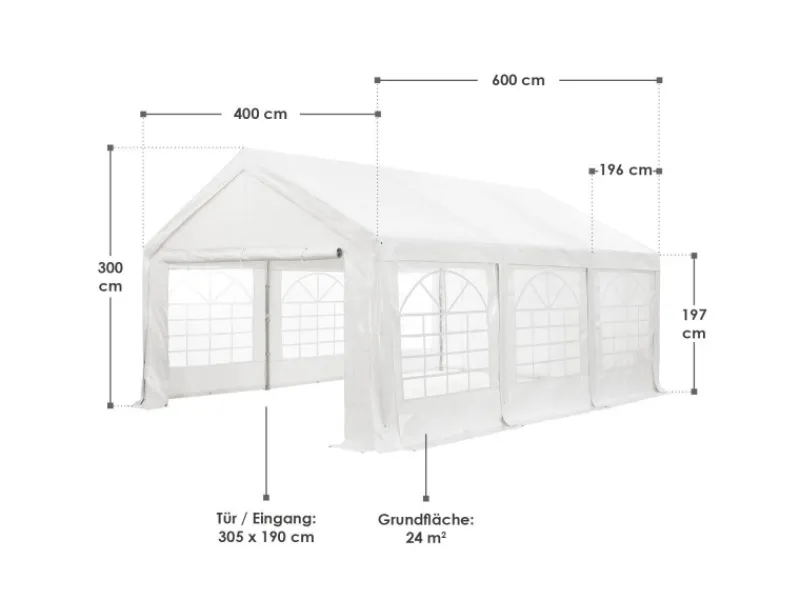 Festzelt Partyzelt Gala 4x6 m Weiß*Juskys Online
