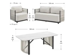 Juskys Gartenmöbel-Sets|Gartenmöbel 4er Set Curacao Beige