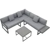 Juskys Lounge-Gartenmöbel|Gartenmöbel Lounge St. Tropez Dunkelgrau Hellgrau