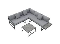 Juskys Lounge-Gartenmöbel|Gartenmöbel Lounge St. Tropez Dunkelgrau Hellgrau