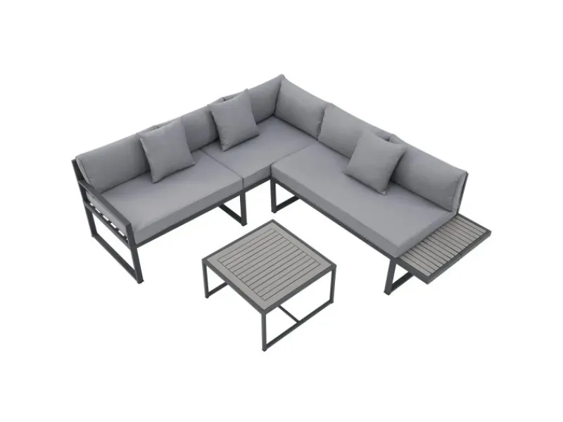 Juskys Lounge-Gartenmöbel|Gartenmöbel Lounge St. Tropez Dunkelgrau Hellgrau