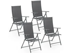 Gartenstuhl Campingstuhl Calena 4er Set Klappbar Verstellbar Anthrazit*Juskys New