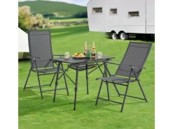 Gartenstuhl Campingstuhl Calena 4er Set Klappbar Verstellbar Anthrazit*Juskys New