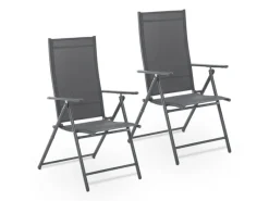 Juskys Gartenstühle|Gartenstuhl Campingstuhl Calena 2er Set Klappbar Verstellbar Anthrazit