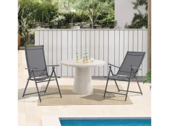 Juskys Gartenstühle|Gartenstuhl Campingstuhl Calena 2er Set Klappbar Verstellbar Anthrazit