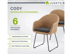 Juskys Gartenstühle|Gartenstuhl Cody 6er Set mit Beinen aus Eisen