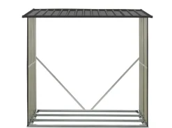 Juskys Kaminholzregale|Holzunterstand Enno aus Stahl Grau