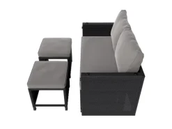 Juskys Gartenmöbel-Sets|Lounge-Gartenmöbel|2in1 Polyrattan Relax Gartenmöbel Set Jamaika Schwarz Grau