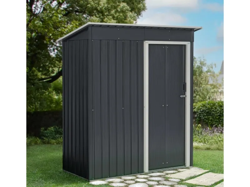 Metall Gerätehaus S mit Pultdach Anthrazit*Juskys