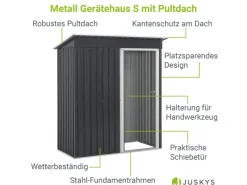 Metall Gerätehaus S mit Pultdach Anthrazit*Juskys