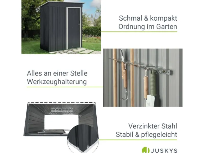 Metall Gerätehaus S mit Pultdach Anthrazit*Juskys