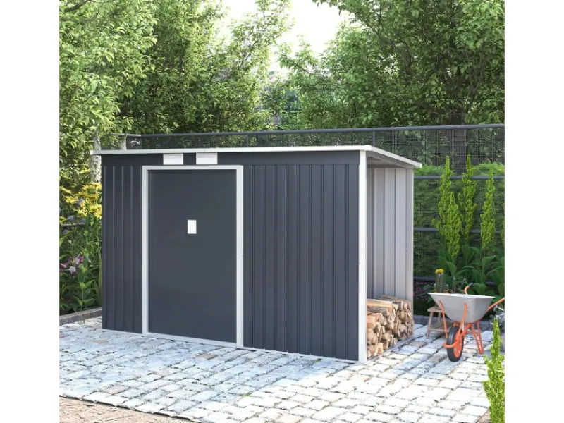 Metall Geräteschuppen M mit Unterstand Rechts*Juskys Online