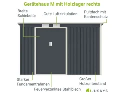 Metall Geräteschuppen M mit Unterstand Rechts*Juskys Online