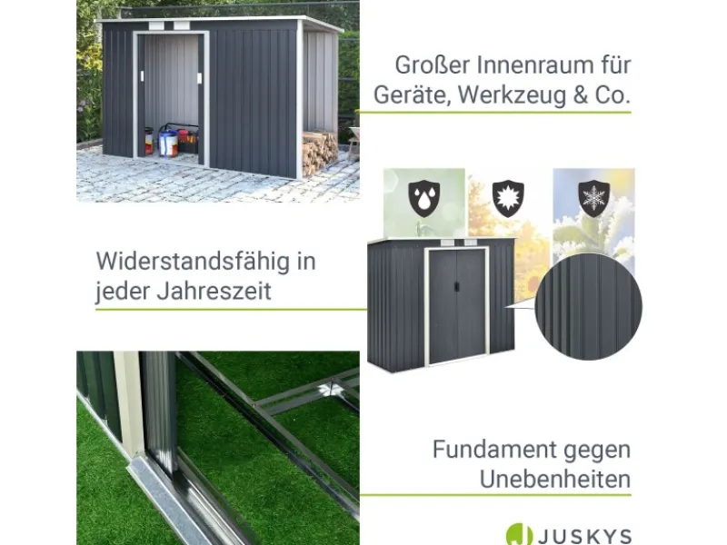 Metall Geräteschuppen M mit Unterstand Rechts*Juskys Online