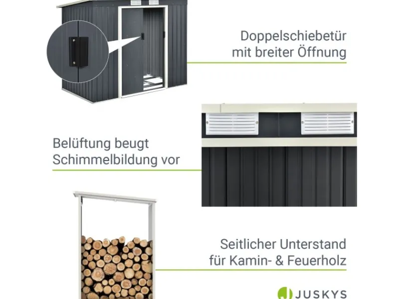 Metall Geräteschuppen M mit Unterstand Rechts*Juskys Online