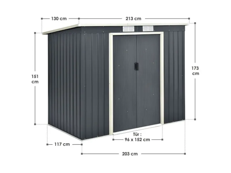 Metall Geräteschuppen M mit Unterstand Rechts*Juskys Online
